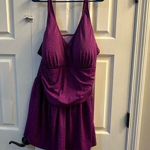 Purple Polka Dot Women's One Piece Swimsuit